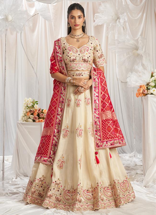 Tissue Pink Wedding Wear Sequins Work Lehenga Choli